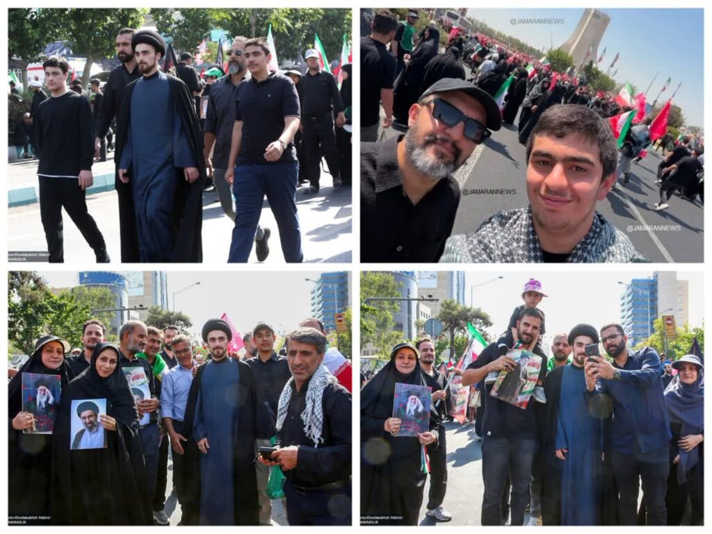 نوادگان امام خمینی، مراسم تشییع قائد شهید، حجت‌الاسلام سید احمد خمینی، محمدهادی خمینی، روح‌الله خمینی، وداع با رهبر شهید، انقلاب اسلامی، آیت‌الله خامنه‌ای